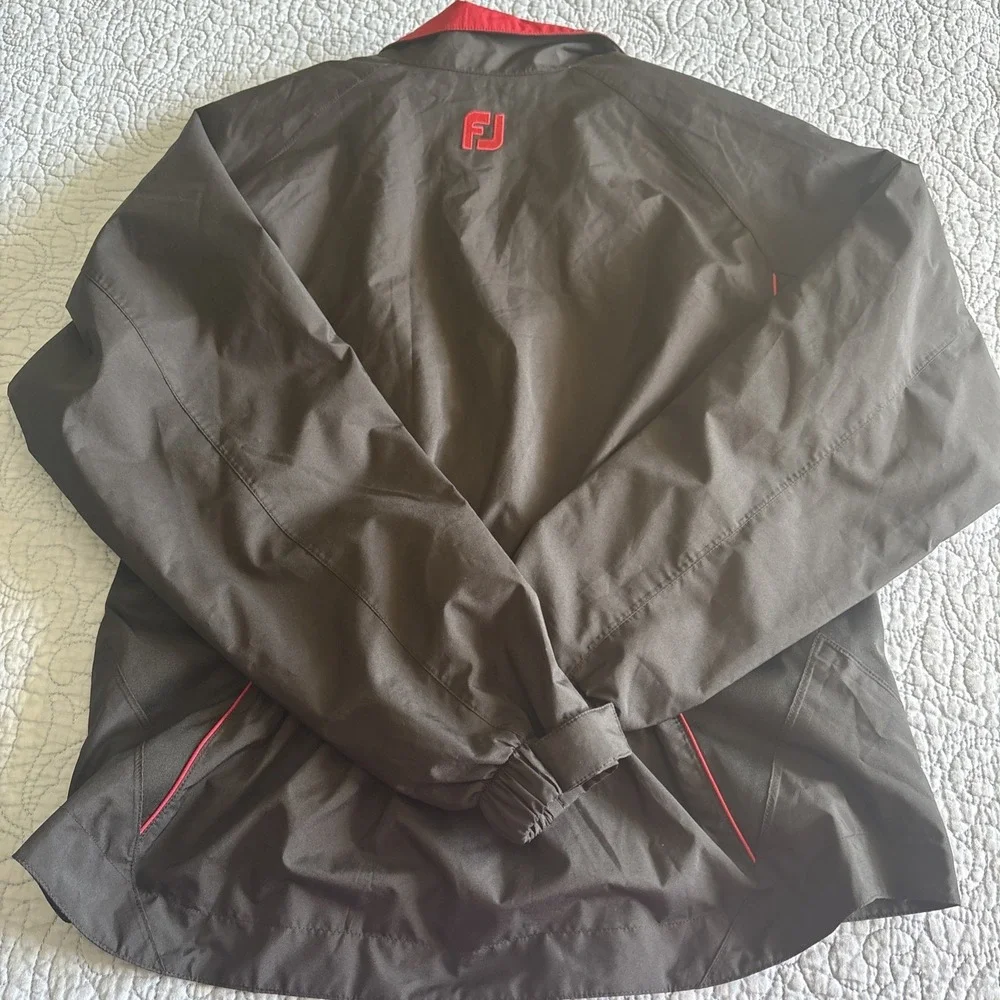 FootJoy DryJoys Women's Small Golf Rain Jacket Black Red Long Sleeve